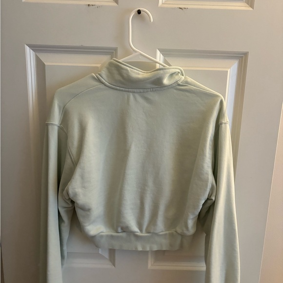 TNA Green Long Sleeve Cropped Hoodie with Zippered Polo Collar - Picture 3 of 3